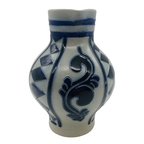 Merkelbach Goebel Vintage Salt Glazed Pottery Pitcher West Germany Blue Diamond - Picture 3 of 9